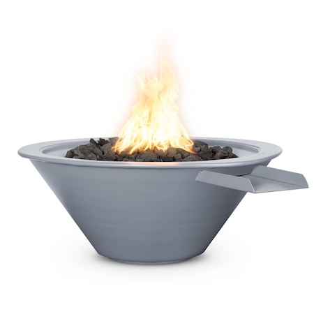 The Outdoor Plus 36 Round Cazo Fire & Water Bowl - Powder Coated Metal - Gray - Match Lit - Natural Gas OPT-R36PCFW-GRY-NG